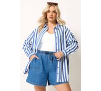 Yours Women's Stripe Linen Long Sleeve Shirt in Blue | Size: 14 Yours Blue 14