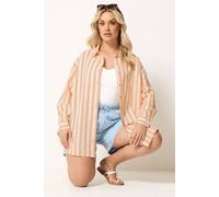Yours Women's Stripe Linen Long Sleeve Shirt in Orange | Size: 30/32