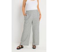 Yours Women's Stripe Linen Look Trousers in Grey | Size: 20S