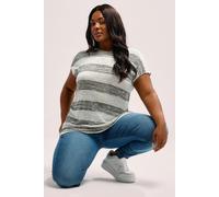 Yours Women's Stripe Marl Top in Grey | Size: 22-24 Yours Grey 22-24