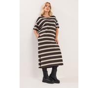 Stripe Oversized Pocket Detail Midi Dress Yours Brown 18