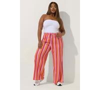 Yours Women's Stripe Print Wide Leg Trousers in Orange | Size: 18 Yours Orange 18