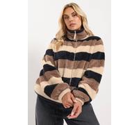 Yours Curve Stripe Print Zip Through Fleece - Women's - Plus Size Curve