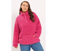 Yours Women's Stripe Quarter Zip Fleece in Pink | Size: 30/32