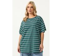 Yours Women's Stripe Relaxed T-Shirt in Green | Size: 16 Yours Green 16