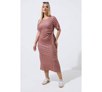 Yours Women's Stripe Ribbed Knot Dress in Dark Pink | Size: 16 Yours Dark Pink 16