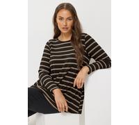 Yours Curve Stripe Ribbed Swing Top - Women's - Plus Size Curve Black