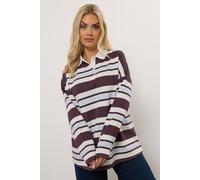 Yours Curve White & Red Stripe Rugby Collar Sweatshirt - Women's - Plus Size Curve