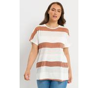 Yours Women's Stripe Shimmer Top in Orange | Size: 18 Yours Orange 18