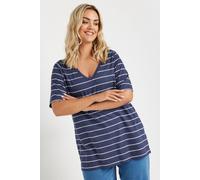 Yours Curve Blue Stripe Short Sleeve T-Shirt - Women's - Plus Size Curve