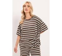 Yours Women's Stripe Side Knot Top in Chocolate | Size: 12