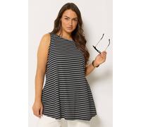 Yours Women's Stripe Soft Touch Swing Vest Top in Black | Size: 22-24 Yours Black 22-24