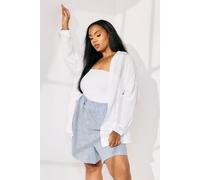 Yours Women's Stripe Tie Front Linen Shorts in Blue | Size: 16 Yours Blue 16