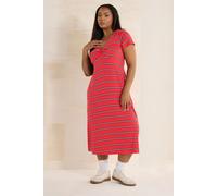 Yours Limited Collection Curve Stripe Twist Front Midi Dress - Women's - Plus Size Curve Red