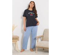 Yours Women's Stripe Wide Leg Pyjama Bottoms in Blue | Size: 38-40 Yours Blue 38-40
