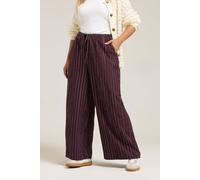Yours Women's Stripe Wide Leg Trousers in Burgundy | Size: 20 Yours Burgundy 20