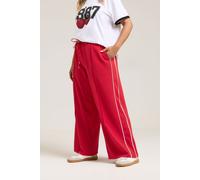 Yours Curve Side Stripe Wide Leg Trousers - Women's - Plus Size Curve Red