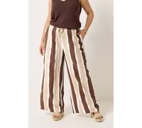 Yours Curve Striped Wide Leg Trousers - Women's - Plus Size Curve Brown