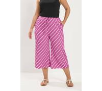 Yours Women's Striped Crinkle Culottes Trouser in Pink | Size: 14
