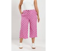 Yours Women's Striped Crinkle Culottes Trouser in Pink | Size: 18