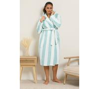 Yours Women's Striped Dressing Gown in White | Size: 34/36