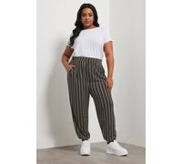 Yours Women's Striped Jersey Cuffed Trousers in Black | Size: 18 Yours Black 18