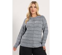 Yours Women's Striped Knitted Cardigan in Grey | Size: 22-24 Yours Grey 22-24