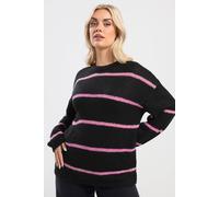 Yours Curve & Pink Stripe Soft Touch Knitted Jumper - Women's - Plus Size Curve