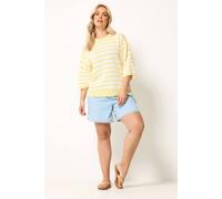 Yours Women's Striped Knitted Jumper in Lemon | Size: 30/32