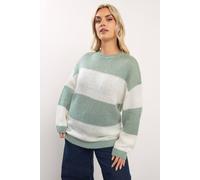 Yours Women's Striped Knitted Jumper in Light Green | Size: 22-24 Yours Light Green 22-24