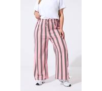 Yours Women's Striped Wide Leg Trousers in Baby Pink | Size: 18 Yours Baby Pink 18