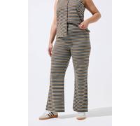 Yours Women's Striped Wide Leg Trousers in Chocolate | Size: 14