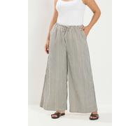 Yours Women's Striped Wide Leg Trousers in Light Brown | Size: 18
