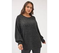 Yours Stud Embellished Jumper In Charcoal Charcoal 26-28