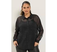 Yours Women's Stud Embellished Shirt in Black | Size: 18 Yours Black 18