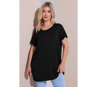Yours Women's Stud Embellished T-Shirt in Black | Size: 22-24 Yours Black 22-24