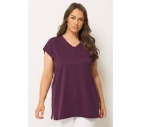 Yours Curve Stud Pocket T-Shirt - Women's - Plus Size Curve Purple