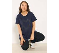 Yours Women's Studded Heart T-Shirt in Mid Navy | Size: 16 Yours Mid Navy 16