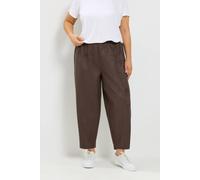 Yours Women's Suede Barrel Leg Trousers in Brown | Size: 18R