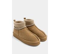 Yours - Faux Suede Ribbed Knit Ankle Boots In Wide E Fit (Moving Stock) - Women's