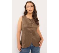 Yours Women's Suedette Waistcoat in Brown | Size: 14