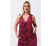 Yours Women's Summer Print Waistcoat in Raspberry | Size: 20