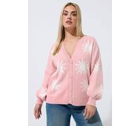 Yours Women's Sun Balloon Sleeve Knitted Cardigan in Baby Pink | Size: 14-16 Yours Baby Pink 14-16