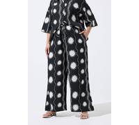 Yours Sun Crinkle Wide Leg Trousers In Black Black