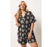 Yours Women's Sun Print Crinkle Shirt in Black | Size: 16 Yours Black 16