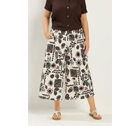 Yours Women's Sun Print Culottes Trouser in Natural | Size: 30/32