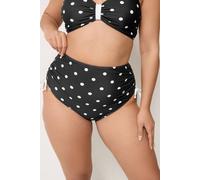 Yours Women's Super High Waisted Polka Dot Bikini Briefs in Black | Size: 16