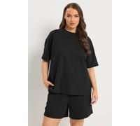 Yours Women's Sweat T-Shirt & Short Set in Black | Size: 22/24