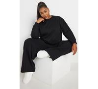 Yours Women's Sweatshirt & Wide Leg Jogger Set in Black | Size: 26-28 Yours Black 26-28
