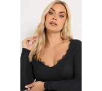 Yours Curve Red Sweetheart Neckline Lace Knitted Top - Women's - Plus Size Curve